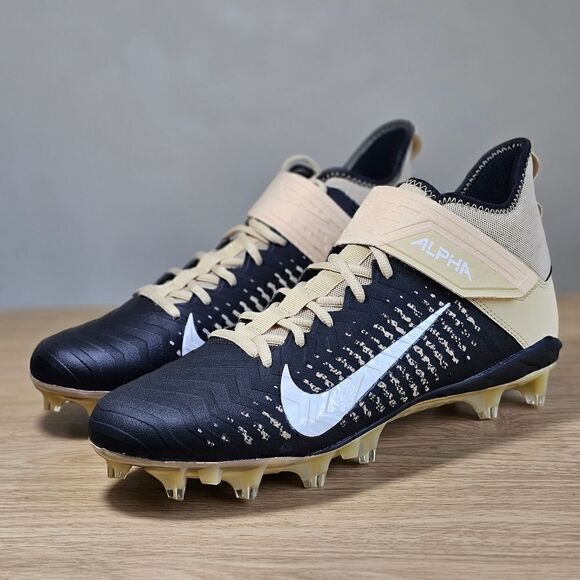 Nike Alpha Menace Pro 2 Mid Football Cleats Black Gold White Men\'s 11 BV3946-700 main image 10